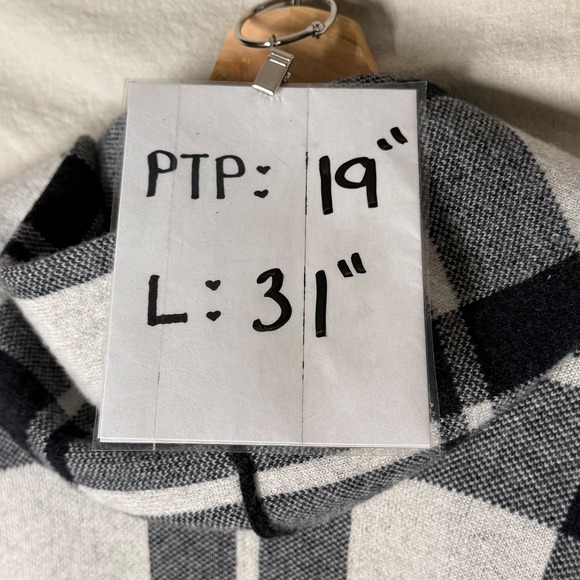 Anthropologie Field Flower Plaid Hooded Wool Cardigan Black White Women's XS - Picture 7 of 9